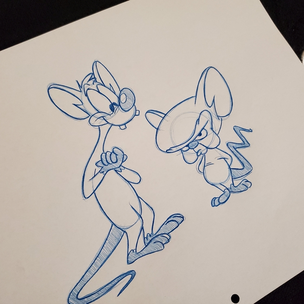 Pinky and the Brain Animaniacs WB Amblin Drawing/sketch signed art Warner Bros - Picture 2 of 4